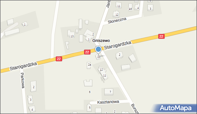 Gniszewo, Bursztynowa, 13, mapa Gniszewo