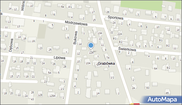 Grabówka, Bukowa, 12A, mapa Grabówka