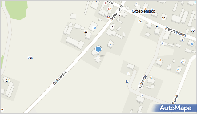 Grzebienisko, Bukowska, 9, mapa Grzebienisko