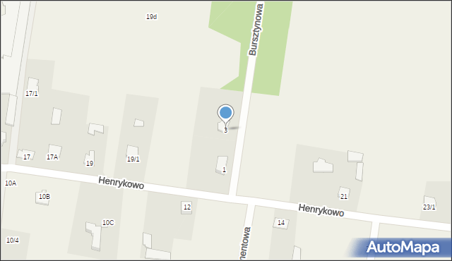 Henrykowo, Bursztynowa, 3, mapa Henrykowo