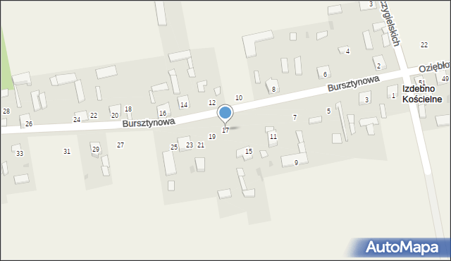 Izdebno Kościelne, Bursztynowa, 17, mapa Izdebno Kościelne