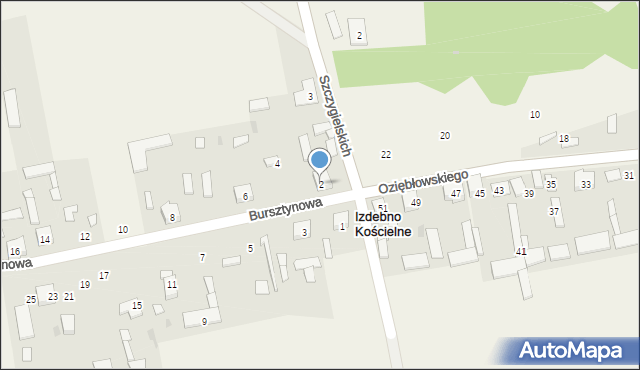 Izdebno Kościelne, Bursztynowa, 2, mapa Izdebno Kościelne
