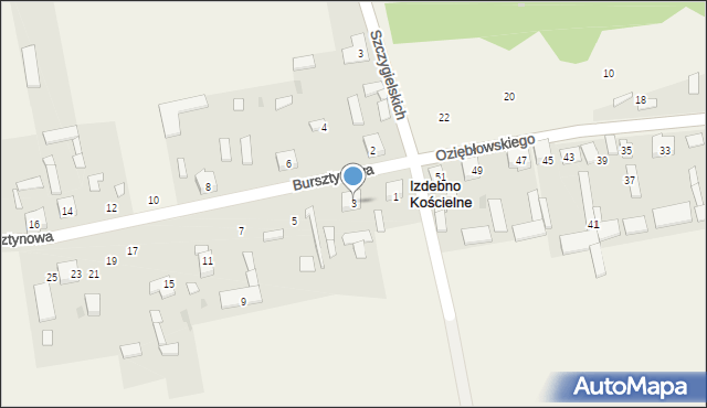 Izdebno Kościelne, Bursztynowa, 3, mapa Izdebno Kościelne