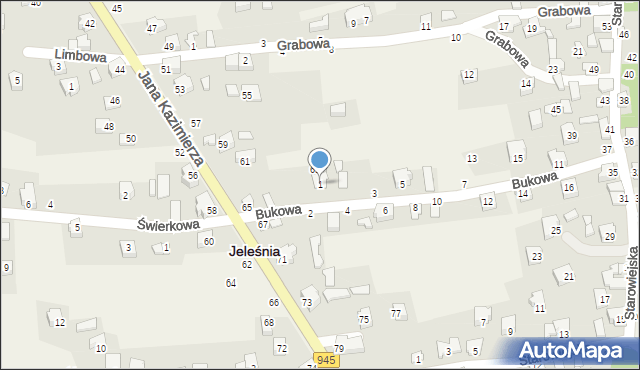 Jeleśnia, Bukowa, 1, mapa Jeleśnia