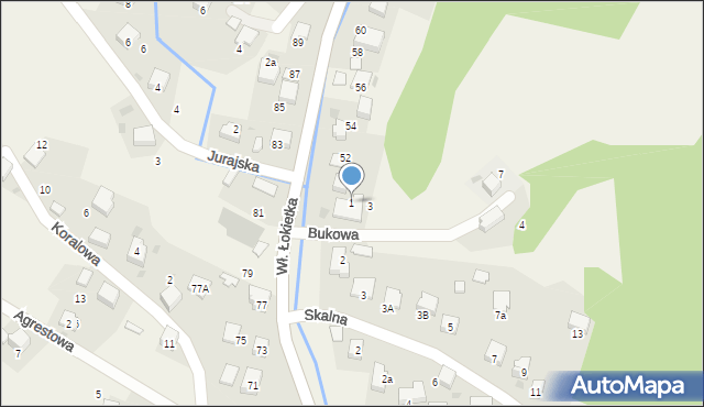 Karniowice, Bukowa, 1, mapa Karniowice