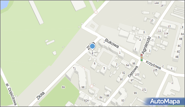 Katowice, Bukowa, 4, mapa Katowic