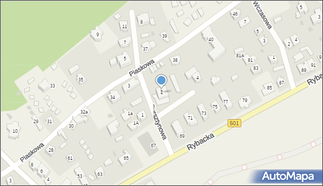 Kąty Rybackie, Bursztynowa, 2, mapa Kąty Rybackie