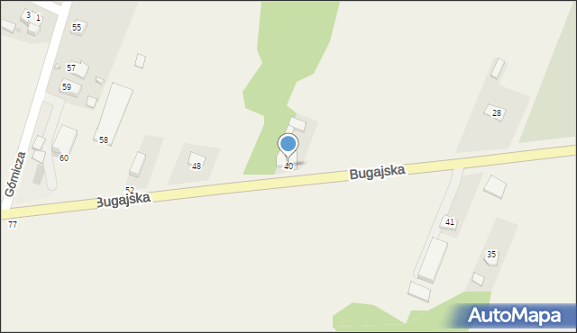 Kostomłoty Drugie, Bugajska, 40, mapa Kostomłoty Drugie