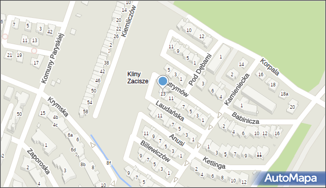 Kraków, Butrymów, 13, mapa Krakowa