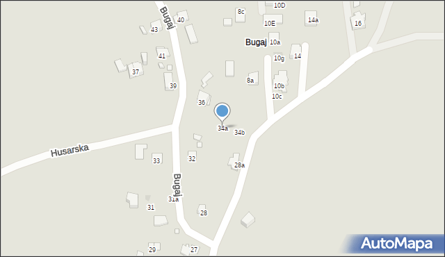 Kraków, Bugaj, 34a, mapa Krakowa