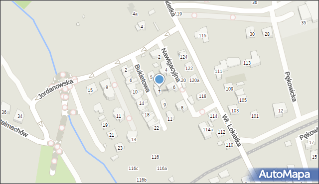 Kraków, Bukietowa, 7, mapa Krakowa