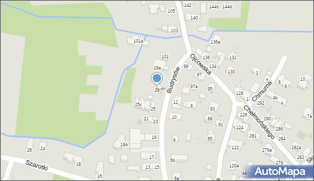 Kraków, Budrysów, 29, mapa Krakowa