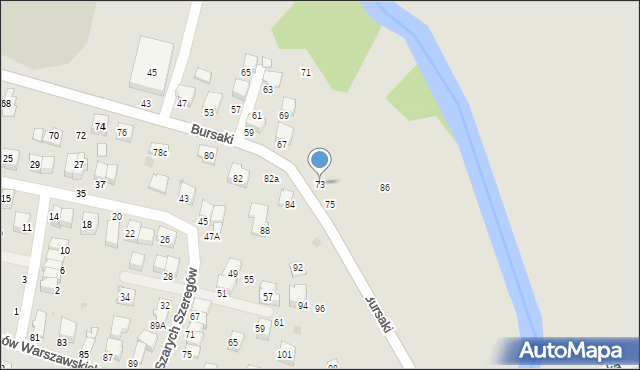 Krosno, Bursaki, 73, mapa Krosna