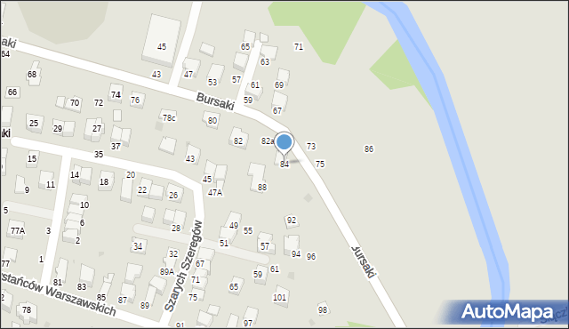Krosno, Bursaki, 84, mapa Krosna