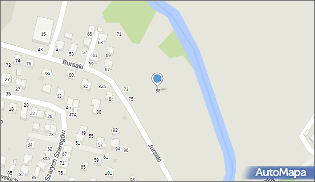 Krosno, Bursaki, 86, mapa Krosna