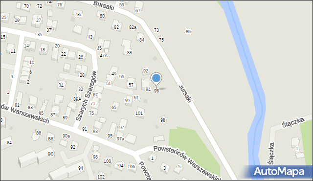Krosno, Bursaki, 96, mapa Krosna
