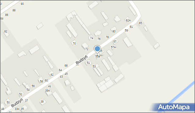 Łomazy, Budzyń, 55a, mapa Łomazy