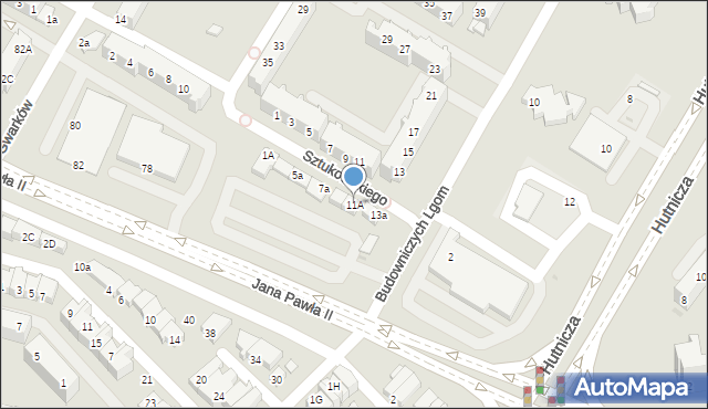 Lubin, Budowniczych Lgom, 11A, mapa Lubin