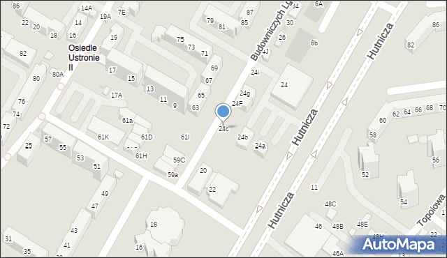 Lubin, Budowniczych Lgom, 24c, mapa Lubin