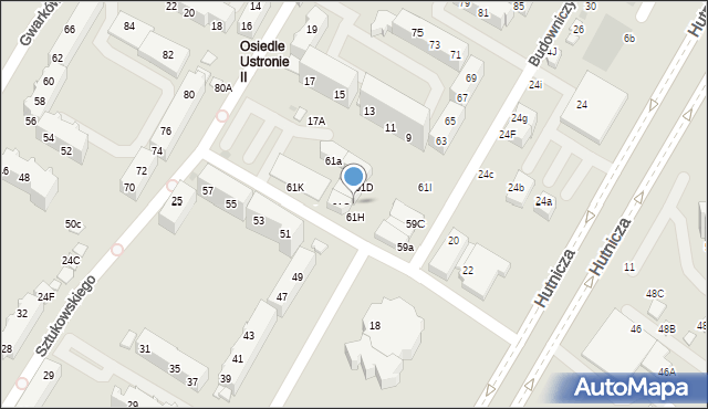 Lubin, Budowniczych Lgom, 61F, mapa Lubin
