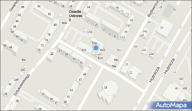 Lubin, Budowniczych Lgom, 61G, mapa Lubin