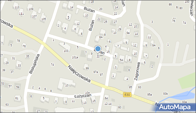 Lublin, Bużan, 11, mapa Lublina