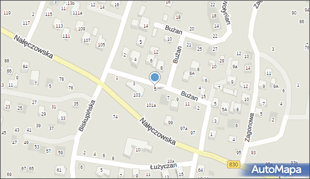 Lublin, Bużan, 5, mapa Lublina