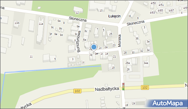 Łukęcin, Bursztynowa, 1f, mapa Łukęcin