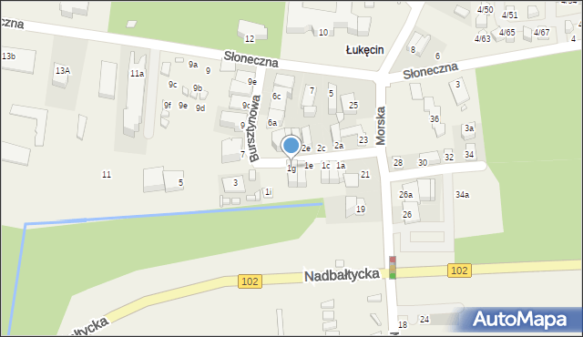 Łukęcin, Bursztynowa, 1g, mapa Łukęcin