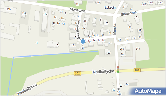 Łukęcin, Bursztynowa, 1i, mapa Łukęcin