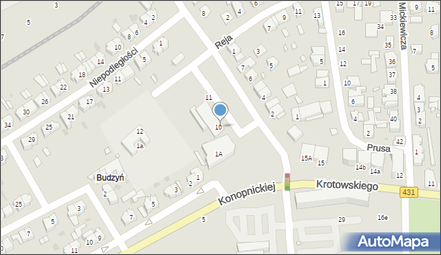 Mosina, Budzyńska, 10A, mapa Mosina