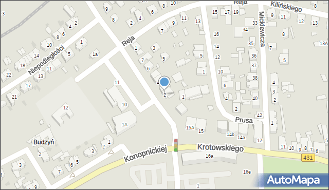 Mosina, Budzyńska, 2, mapa Mosina