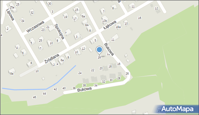 Myślenice, Bukowa, 14, mapa Myślenice