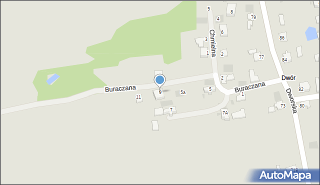 Myszków, Buraczana, 9, mapa Myszków