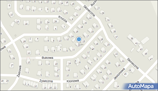 Nidzica, Bukowa, 13, mapa Nidzica