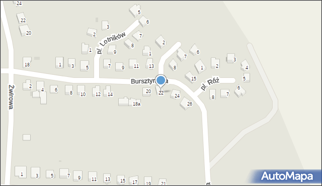 Nidzica, Bursztynowa, 22, mapa Nidzica