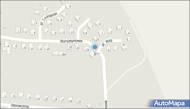 Nidzica, Bursztynowa, 26, mapa Nidzica