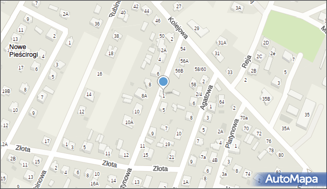 Nowe Pieścirogi, Bursztynowa, 3, mapa Nowe Pieścirogi