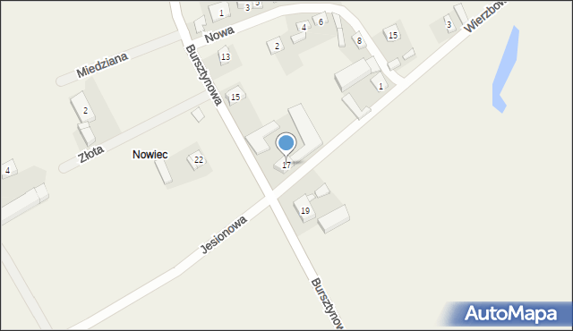 Nowieczek, Bursztynowa, 17, mapa Nowieczek