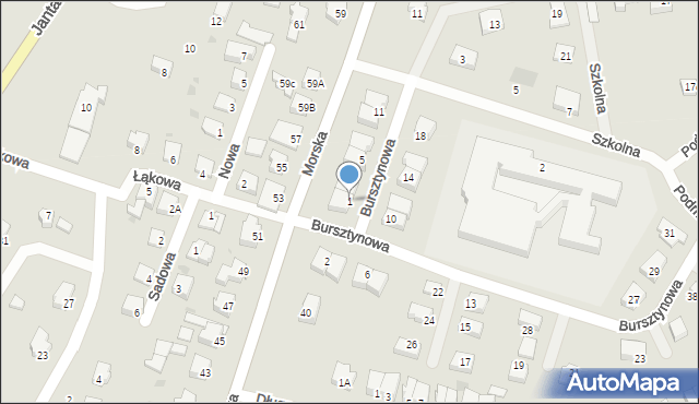 Nowy Dwór Gdański, Bursztynowa, 1, mapa Nowy Dwór Gdański