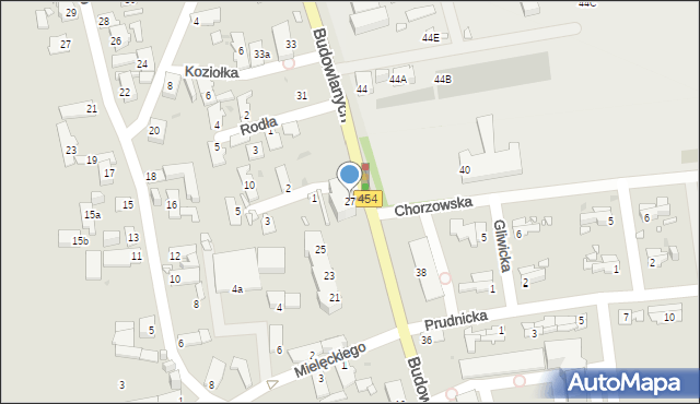 Opole, Budowlanych, 27, mapa Opola