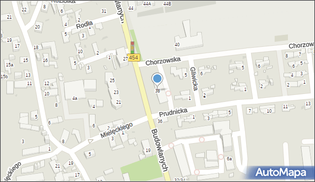 Opole, Budowlanych, 38, mapa Opola