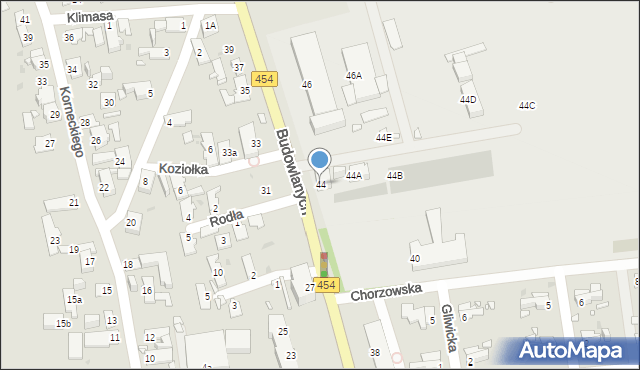 Opole, Budowlanych, 44, mapa Opola