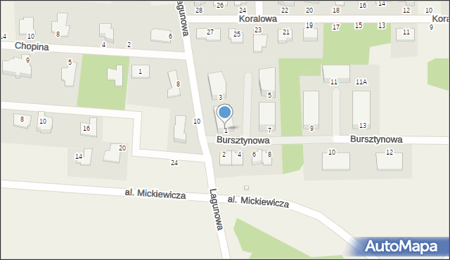 Osielsko, Bursztynowa, 1, mapa Osielsko