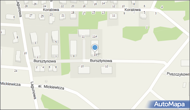 Osielsko, Bursztynowa, 13, mapa Osielsko