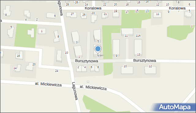 Osielsko, Bursztynowa, 7, mapa Osielsko