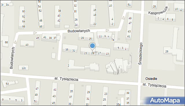 Oświęcim, Budowlanych, 19, mapa Oświęcimia