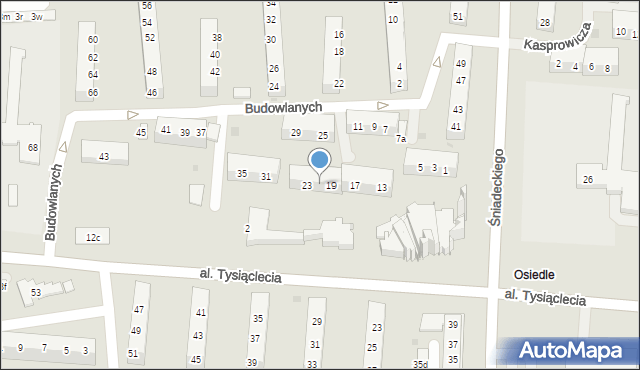 Oświęcim, Budowlanych, 21, mapa Oświęcimia