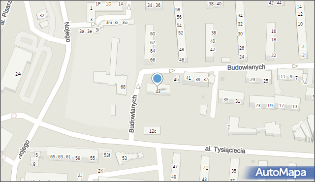 Oświęcim, Budowlanych, 43, mapa Oświęcimia