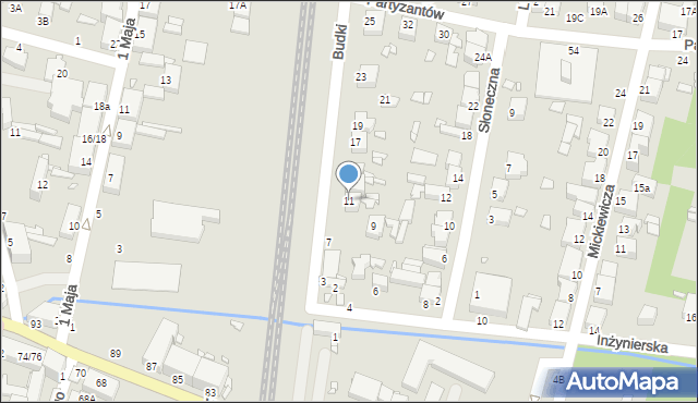 Piotrków Trybunalski, Budki, 11, mapa Piotrków Trybunalski